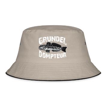 Ich fische Grundeln - Bucket Hat - Khaki/Schwarz - Vorne