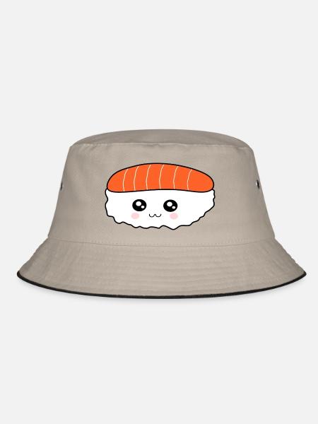 Kawaii, Nigiri, Saumon, Poisson, Riz, Cuisine japonaise - Bob - kaki/noir - Devant