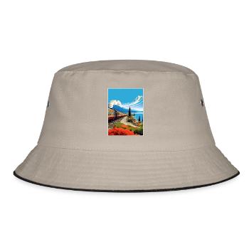 Orient Express Europa Deko Vintage Reiseposter - Bucket Hat - Khaki/Schwarz - Vorne