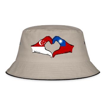 Singapore Taiwan Hands Heart Shape - Bucket Hat - khaki/black - Front