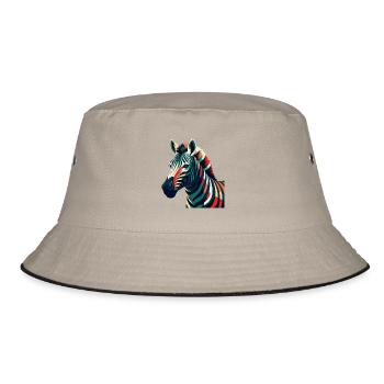 Zebra Cartoon Character Colorful Pet Animal - Bucket Hat - khaki/black - Front