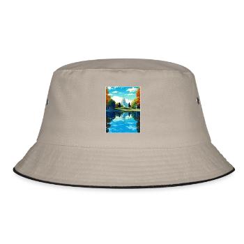 Washington Dc Vereinigte Staaten Vintage Reiseposter - Bucket Hat - Khaki/Schwarz - Vorne