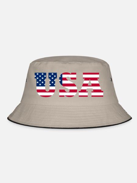 Stars & Stripes Lettermark USA - Bucket Hat - khaki/black - Front