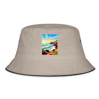Hartland Quay Devon Vintage Travel Poster Souvenir - Bucket Hat - khaki/black - Front