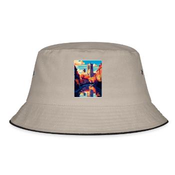 Durham England Uk Vintage Travel Poster Souvenir - Bucket Hat - khaki/black - Front