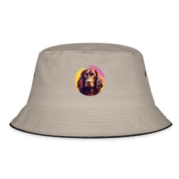 Boykin Spaniel Hunderasse Aquarell Illustration - Bucket Hat - Khaki/Schwarz - Vorne