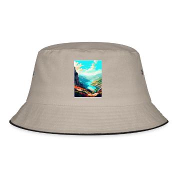 Geres Nationalpark Portugal Vintage Reiseplakat - Bucket Hat - Khaki/Schwarz - Vorne