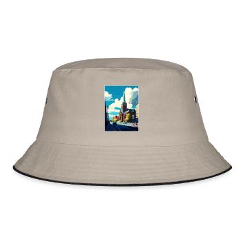 Belfast Irland Vintage Reiseposter WPA Souvenir - Bucket Hat - Khaki/Schwarz - Vorne