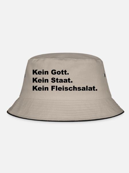 Kein Gott. Kein Staat. Kein Fleischsalat. - Bucket Hat - Khaki/Schwarz