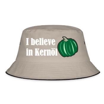 I believe in Kernöl Steiermark Österreich R - Bucket Hat - Khaki/Schwarz - Vorne