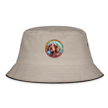 Pudelpointer Hunderasse Buntes Glas Buntes Wate - Bucket Hat - Khaki/Schwarz - Vorne