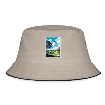 Bucks County Pennsylvania Vintage Reiseposter - Bucket Hat - Khaki/Schwarz - Vorne