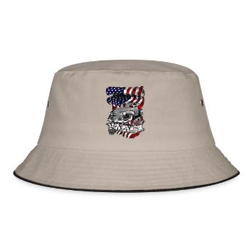 Oldtimer Truck Flagge Americana - Bucket Hat - Khaki/Schwarz - Vorne