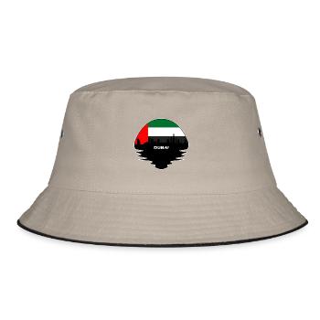 Dubai VAE Flagge Skyline Silhouette Reisen - Bucket Hat - Khaki/Schwarz - Vorne
