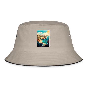 Cabo Sans Lucas Dekoration Mexiko Reiseposter - Bucket Hat - Khaki/Schwarz - Vorne