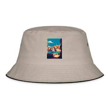 Valletta Malta Vintage Reiseposter WPA Souvenir - Bucket Hat - Khaki/Schwarz - Vorne