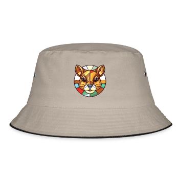 Chipmunk bunte Aquarell-Tierillustration - Bucket Hat - Khaki/Schwarz - Vorne