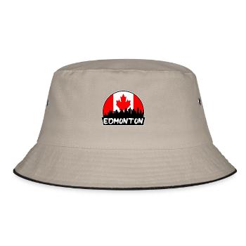 Edmonton Kanada Flagge Skyline Silhouette Reisen - Bucket Hat - Khaki/Schwarz - Vorne