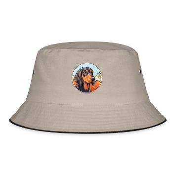 Andalusischer Jagdhund Rasse Cartoon Kawaii Watercol - Bucket Hat - Khaki/Schwarz - Vorne