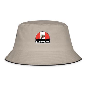 Lima Peru Flagge Skyline Silhouette Reisen - Bucket Hat - Khaki/Schwarz - Vorne