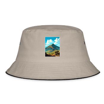 Mount Diablo California Vintage Reiseposter WPA - Bucket Hat - Khaki/Schwarz - Vorne