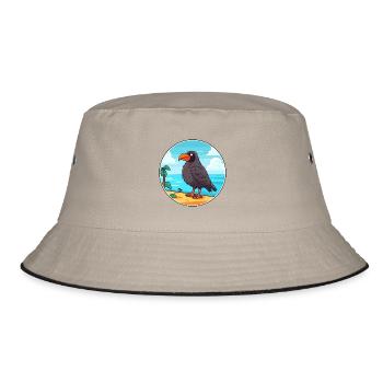 Krähe Aquarell Cartoon Kawaii Clipart Tier - Bucket Hat - Khaki/Schwarz - Vorne