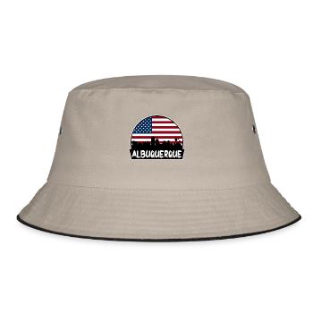 Albuquerque New Mexico USA Flagge Skyline Silhouette - Bucket Hat - Khaki/Schwarz - Vorne
