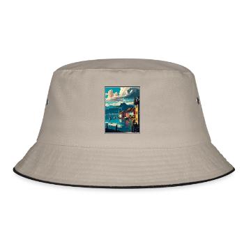 Bregenz Österreich Vintage Reiseposter WPA Souvenir - Bucket Hat - Khaki/Schwarz - Vorne