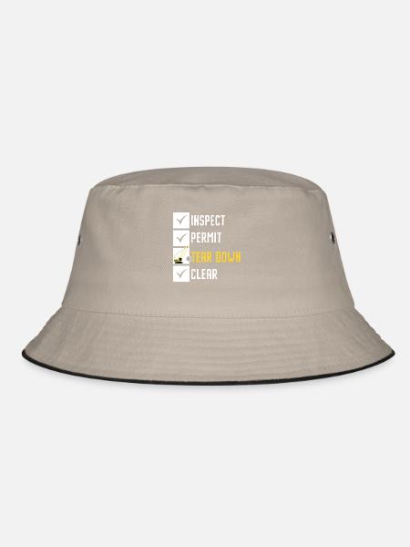 Inspect Permit Tear Down Clear House Demolition - Bucket Hat - Khaki/Schwarz