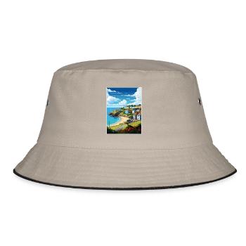 Das Roseland Peninsula Cornwall Reiseposter - Bucket Hat - Khaki/Schwarz - Vorne
