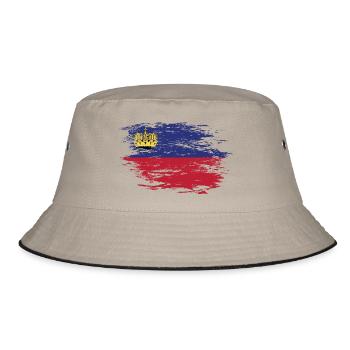 Liechtenstein Flagge used - Bucket Hat - Khaki/Schwarz - Vorne