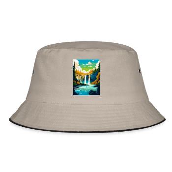 Plitvicer Seen Kroatien Vintage Reiseplakat WPA - Bucket Hat - Khaki/Schwarz - Vorne