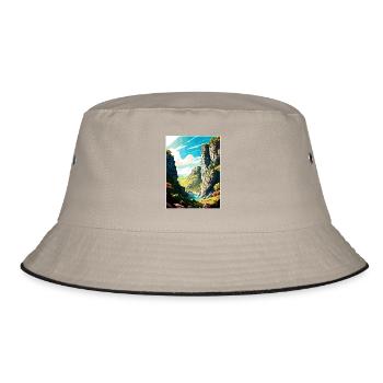 Cheddar Gorge England Vintage Reiseposter WPA - Bucket Hat - Khaki/Schwarz - Vorne