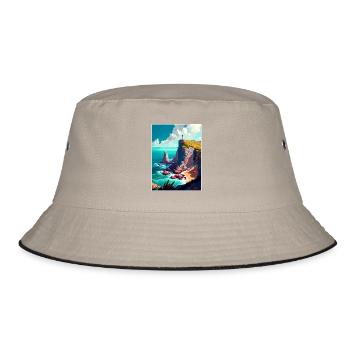 Cabo Da Roca Portugal Vintage Reiseposter WPA - Bucket Hat - Khaki/Schwarz - Vorne