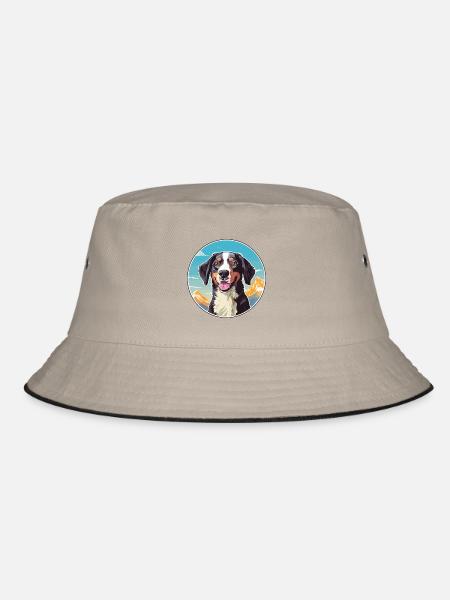 Deutsche Bracke Hunderasse Cartoon Kawaii Watercolo - Bucket Hat - Khaki/Schwarz