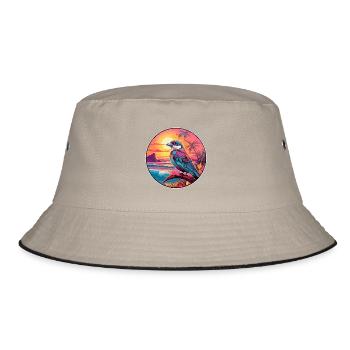 Sperling Buntes Aquarell Cartoon Kawaii Tier - Bucket Hat - Khaki/Schwarz - Vorne