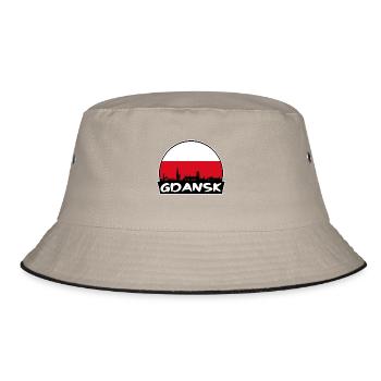 Danzig Polen Flagge Skyline Silhouette Reiseabzeichen - Bucket Hat - Khaki/Schwarz - Vorne