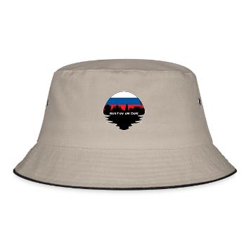 Rostow am Don Russland Flagge Skyline Silhouette Trave - Bucket Hat - Khaki/Schwarz - Vorne