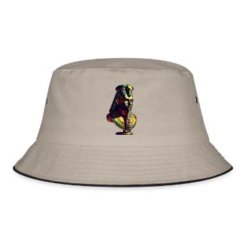 Pharaonisches Design 7 - Bucket Hat - Khaki/Schwarz - Vorne