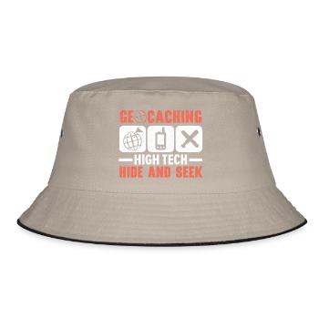 Geocaching High-Tech Versteckspiel Geocache - Bucket Hat - Khaki/Schwarz - Vorne