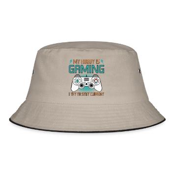 My Hobby is Gaming Videospiel Videogame Design - Bucket Hat - Khaki/Schwarz - Vorne