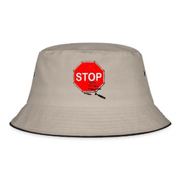 stop bombs - stoppt die Bombenangriffe - Peace - Bucket Hat - Khaki/Schwarz - Vorne
