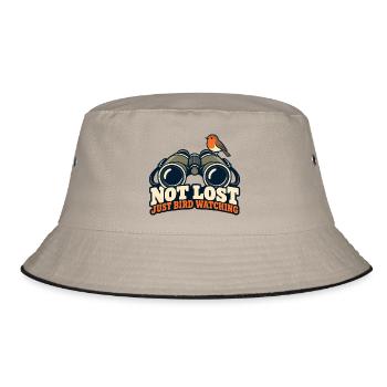 Nicht verlorene Vogelbeobachtung - Bucket Hat - Khaki/Schwarz - Vorne