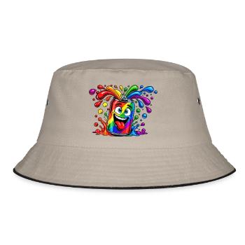 Regenbogen Dose Spaß - Bucket Hat - Khaki/Schwarz - Vorne