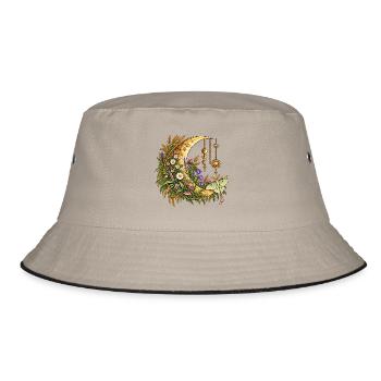 Mondflora-Crescent mit Wildblumen - Bucket Hat - Khaki/Schwarz - Vorne