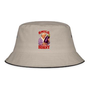 Oma Aubergine Zweideutiger Spruch und Partyhumor - Bucket Hat - Khaki/Schwarz - Vorne