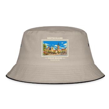 Deutschland Halle (Saale) Vintage Reisemarke - Bucket Hat - Khaki/Schwarz - Vorne
