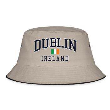 Dublin, Irland Grüne Flagge Weiß-Orange - Bucket Hat - Khaki/Schwarz - Vorne