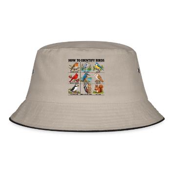 How to Identify Birds Funny Birding Birder Fitted  - Bucket Hat - Khaki/Schwarz - Vorne