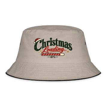 Christmas Loading – Minimalist Christmas - Bucket Hat - Khaki/Schwarz - Vorne